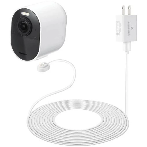 Wasserstein Arlo Ultra/Ultra 2 and Pro 3/Pro 4 Outdoor 25 ft. Magnetic Charging Cable with Quick Charge Power Adapter (White) -Safety & Security Tools Sales Shop wasserstein home safety accessories arloultraoutcaqc25ftwhtus 64 1000