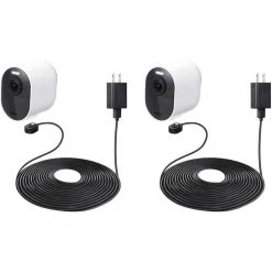 Wasserstein Arlo Ultra/Ultra 2 and Pro 3/Pro 4 Outdoor 25 ft. Magnetic Charging Cable with Quick Charge Power Adapter, Black(2-Pack)