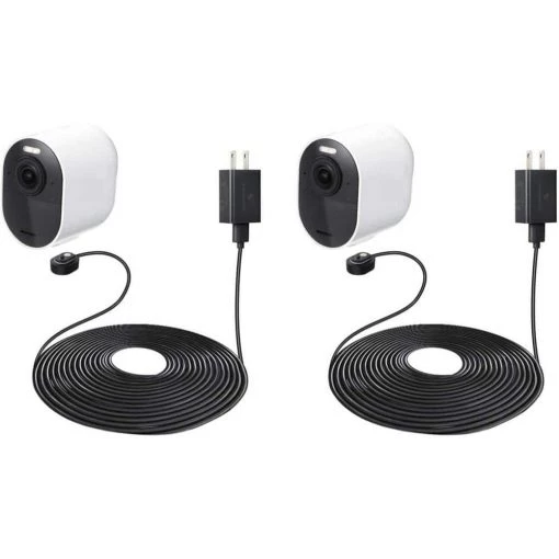 Wasserstein Arlo Ultra/Ultra 2 and Pro 3/Pro 4 Outdoor 25 ft. Magnetic Charging Cable with Quick Charge Power Adapter, Black(2-Pack) -Safety & Security Tools Sales Shop wasserstein home safety accessories arlououtcaqc25ft2pkblkus 64 1000