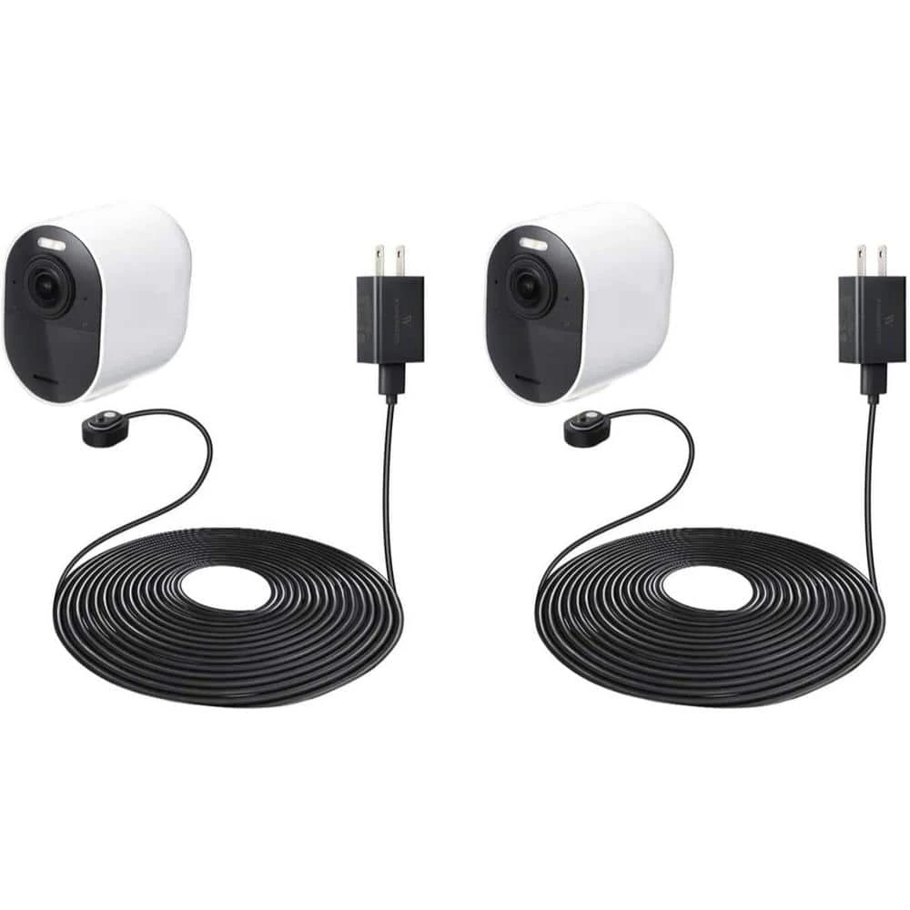 Wasserstein Arlo Ultra/Ultra 2 and Pro 3/Pro 4 Outdoor 25 ft. Magnetic Charging Cable with Quick Charge Power Adapter, Black(2-Pack) 3 Wasserstein Arlo Ultra/Ultra 2 and Pro 3/Pro 4 Outdoor 25 ft. Magnetic Charging Cable with Quick Charge Power Adapter, Black(2-Pack)