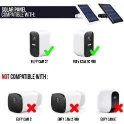 Wasserstein Solar Panel with 13 ft. Cable for Eufy Cam 2C, 2C Pro Power Your Eufy Surveillance Camera Continuously in Black (3-Pack) -Safety & Security Tools Sales Shop wasserstein home safety accessories eufycam2csolar3blkus 76 1000