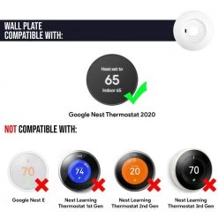 Wasserstein 5.25 in. White Wall Plate Cover for Google Nest Thermostat 2020 - Elegant Mounting for Your Google Nest Thermostat -Safety & Security Tools Sales Shop wasserstein home safety accessories googlenestwallpltsnowus 76 1000