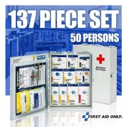 First Aid Only Medium Red Cross branded, Food Service, Metal Cabinet without Medications, OSHA 50-Person, First Aid Kit (137-Piece) -Safety & Security Tools Sales Shop whites first aid only first aid kits 1350 rc 0103 76 1000